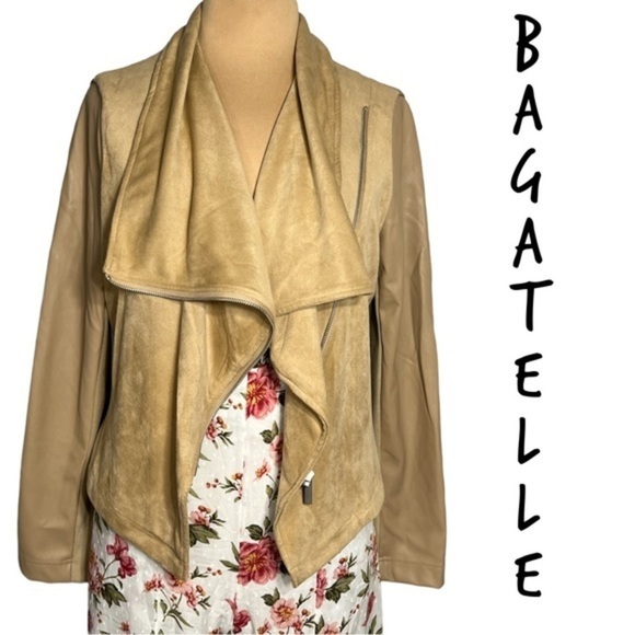 Bagatelle tan faux suede moto jacket size L - Picture 1 of 9